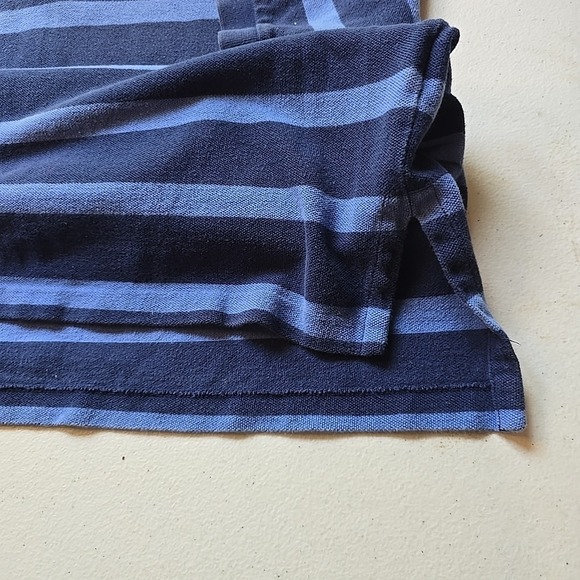 Polo Ralph Lauren Polo Shirt Men's Short Sleeve XL Blue Striped Cotton Pony Logo - Picture 7 of 8
